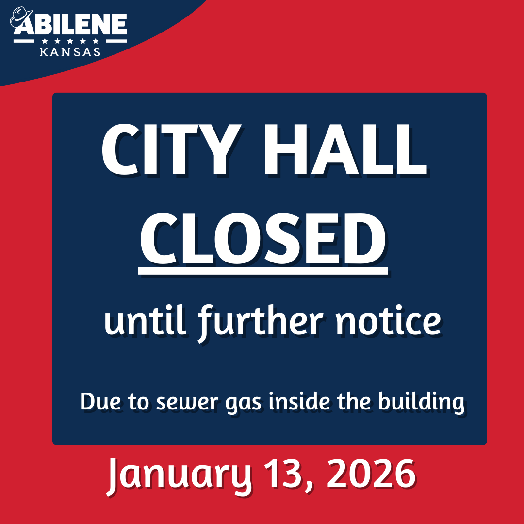 Graphic announcing City Hall is closed until further notice due to sewer gas inside the building.