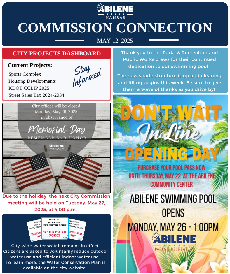 City of Abilene, Kansas “Commission Connection” newsletter dated May 12, 2025.