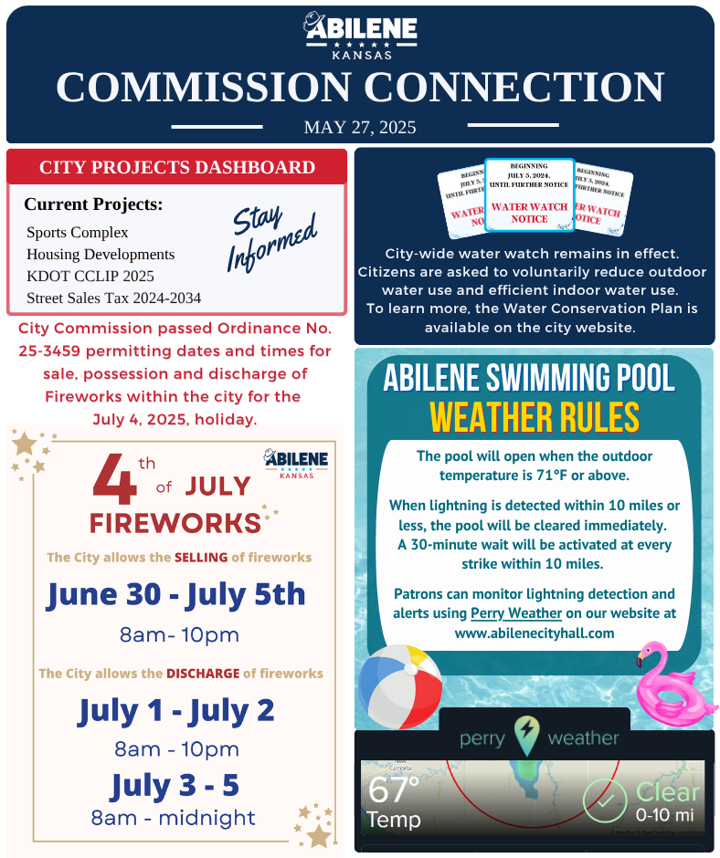 City of Abilene, Kansas “Commission Connection” newsletter dated May 27, 2025.